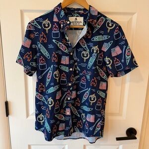 Chubbies Solo Brands Navy Blue Graphic Short Sleeve Shirt Neon Design